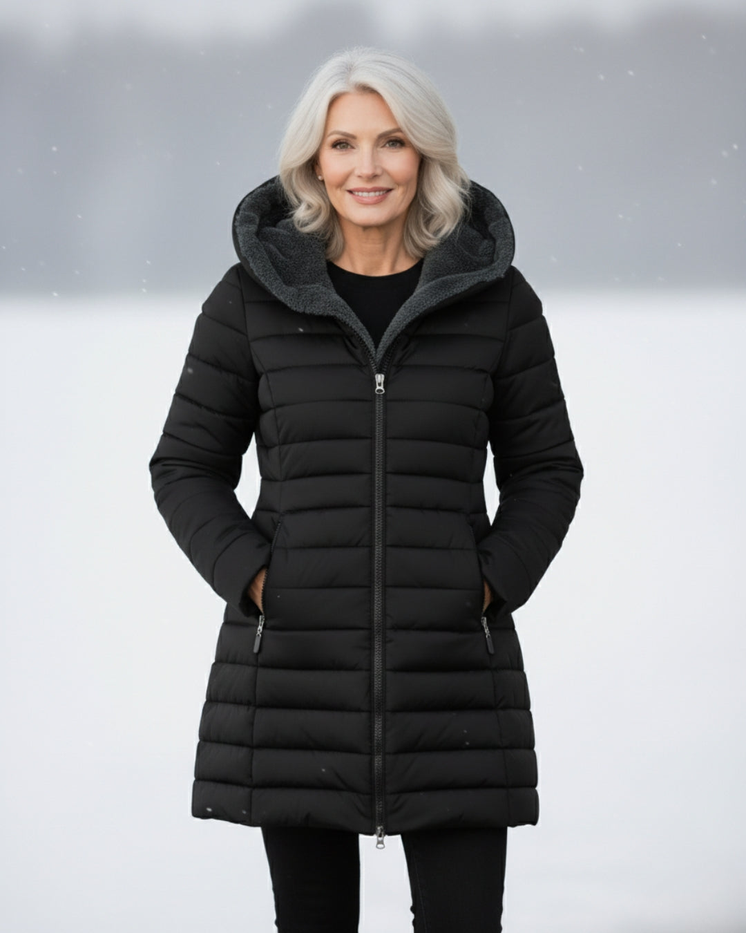 Long Fleece Lined Puffer Coat