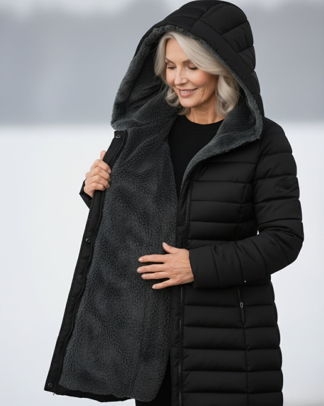Long Fleece Lined Puffer Coat