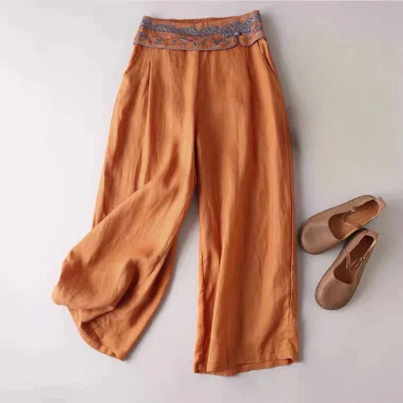 CORAL LINEN PANTS