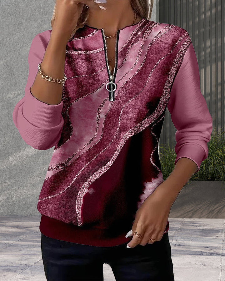 Diana™ | Vintage Half-Zip Printed Sweater