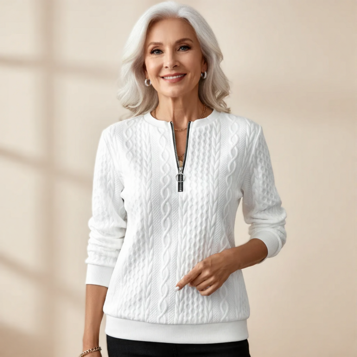 Claire | Women zip-up cable knit sweater