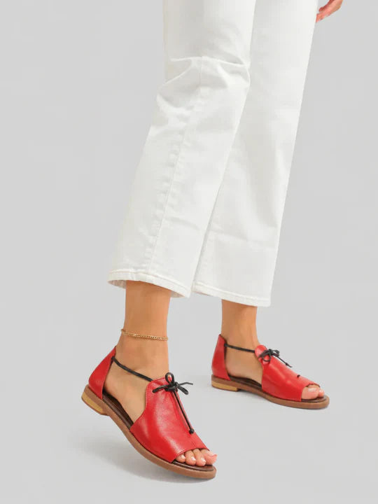 Lauren – Leather Sandals with Strap Design