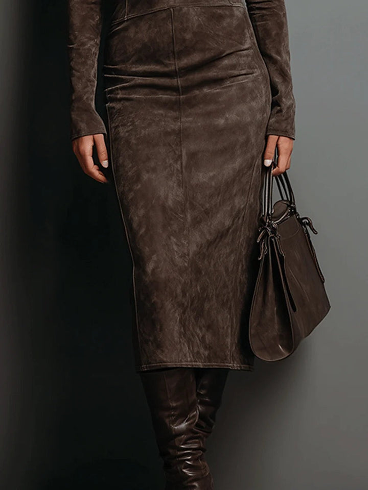 Meredith | High Collar and Long Sleeve Dress