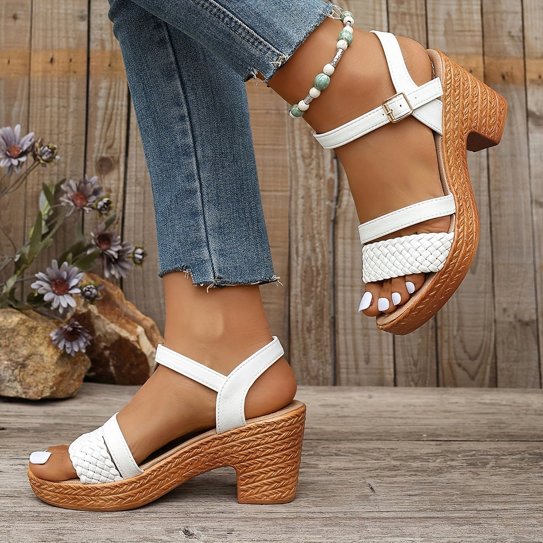 Braided Block Heel Sandals