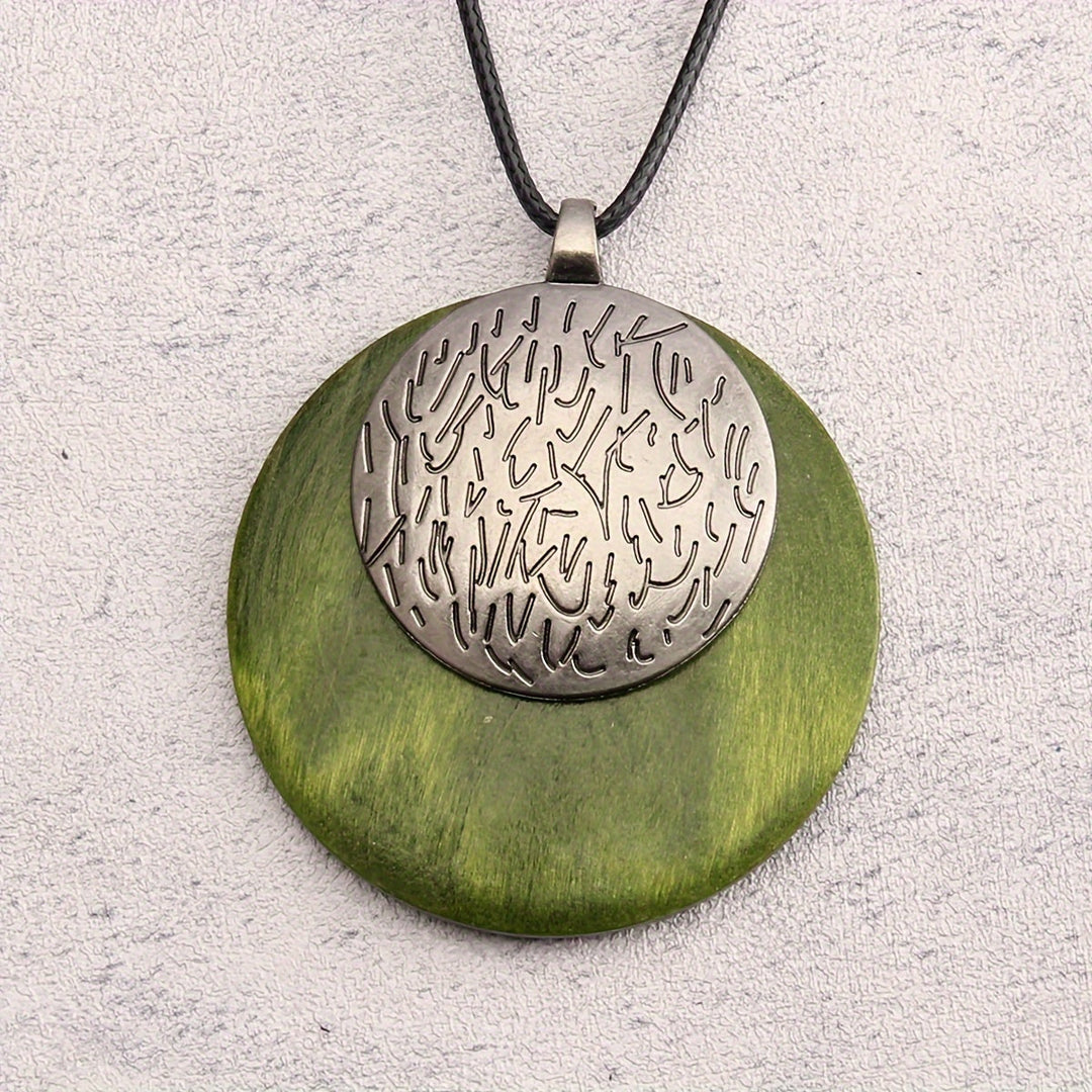 Bohemian Retro Style Spiral Medallion Pendant Long Necklace