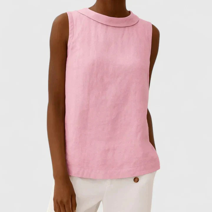 Anastine | Elegant Top with Roll Collar