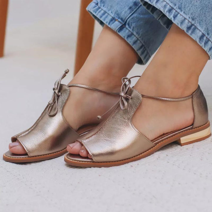 Lauren – Leather Sandals with Strap Design