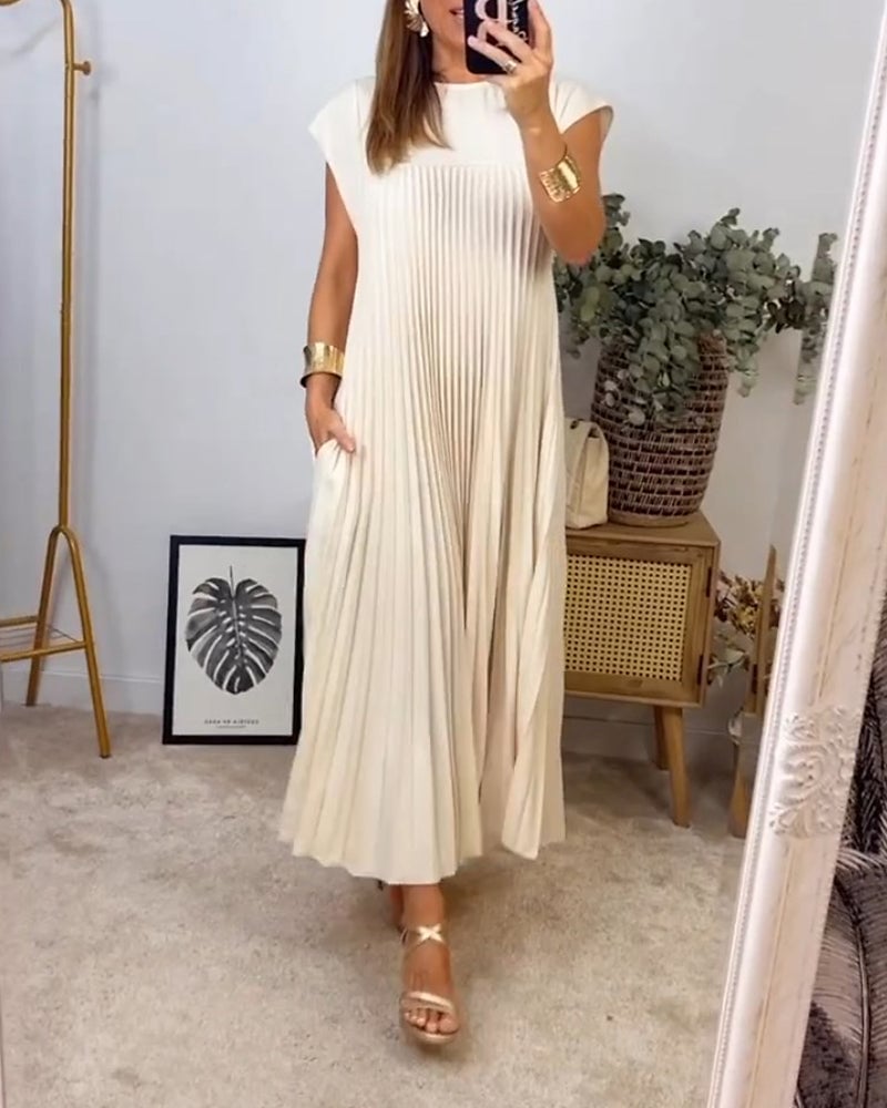 Sophia - Elegant Spliced Pleated Maxi Dress