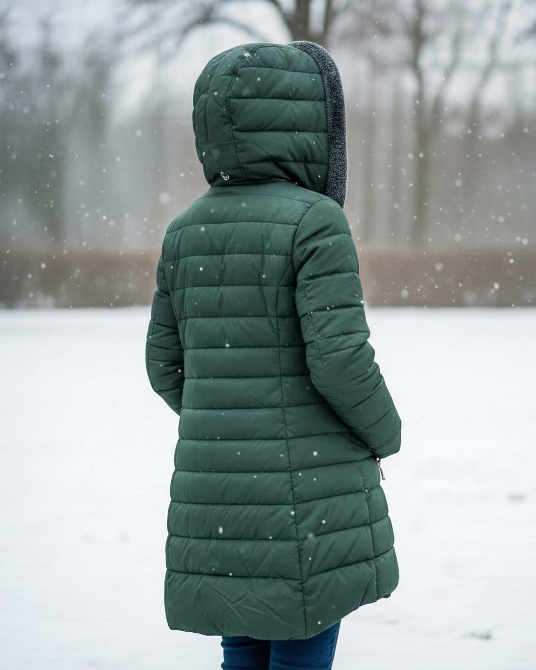 Long Fleece Lined Puffer Coat