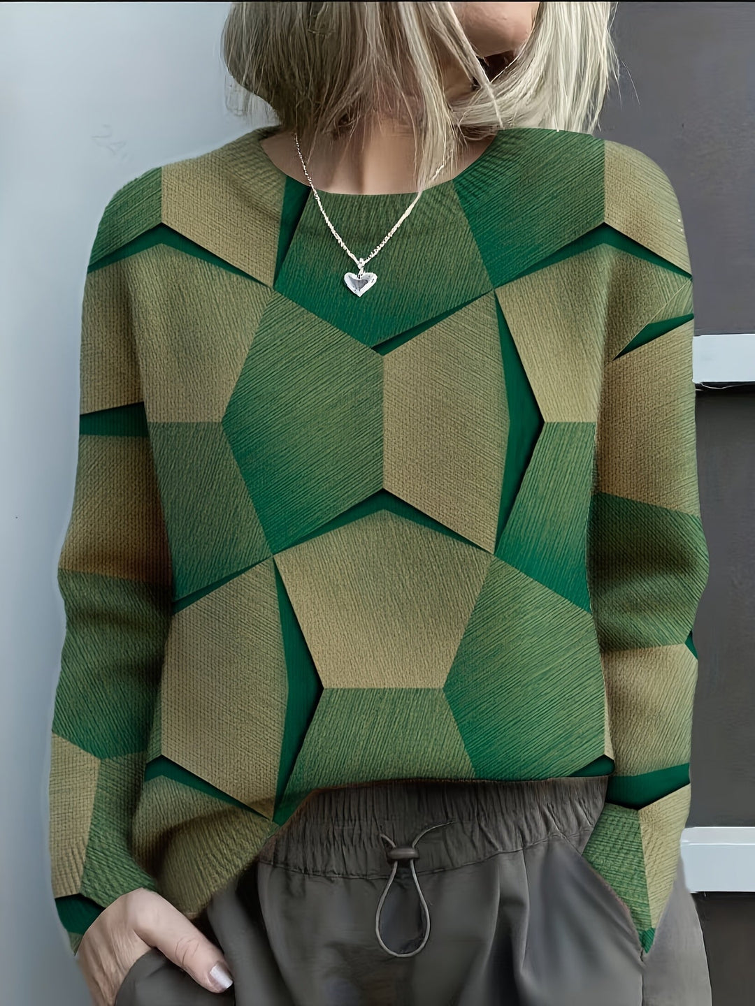 GEOMETRIC COLORBLOCK KNIT SWEATER