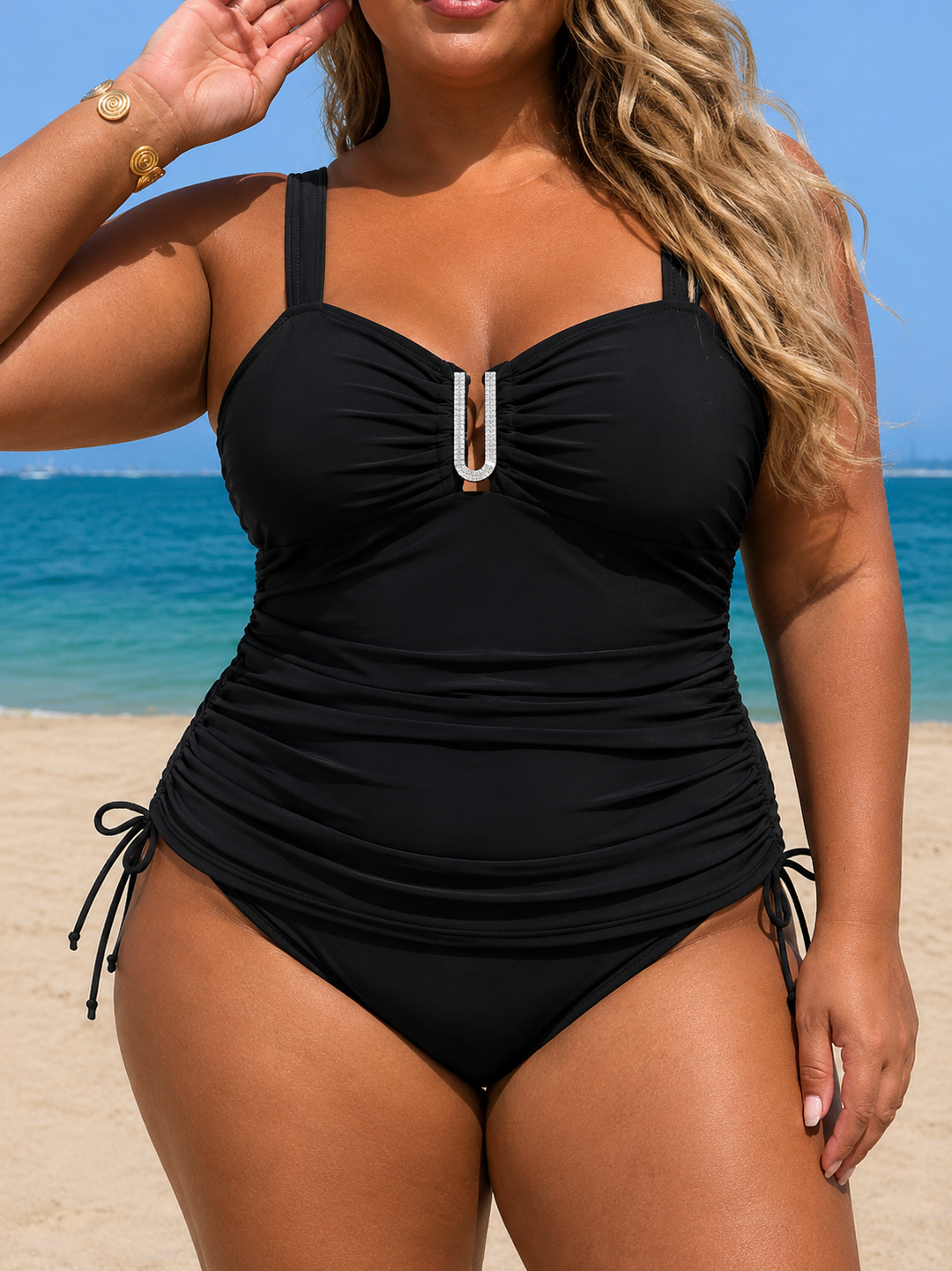 Madeline | Plus Size Midnight Riviera Tankini Ensemble