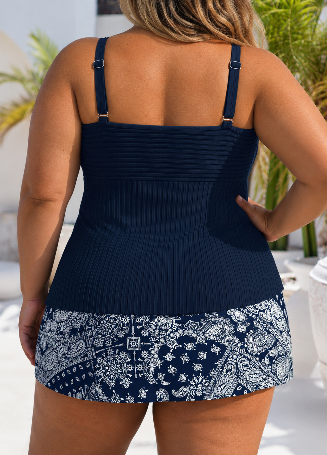 Trish - Elegant Pleated Plus Size Swim Set