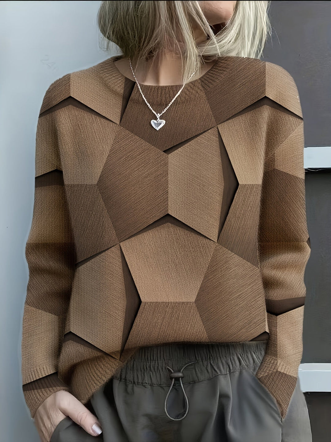 GEOMETRIC COLORBLOCK KNIT SWEATER