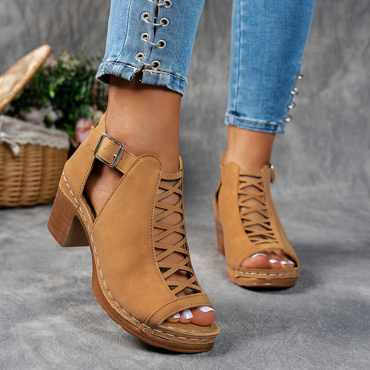 Lattice-Heel Sandals