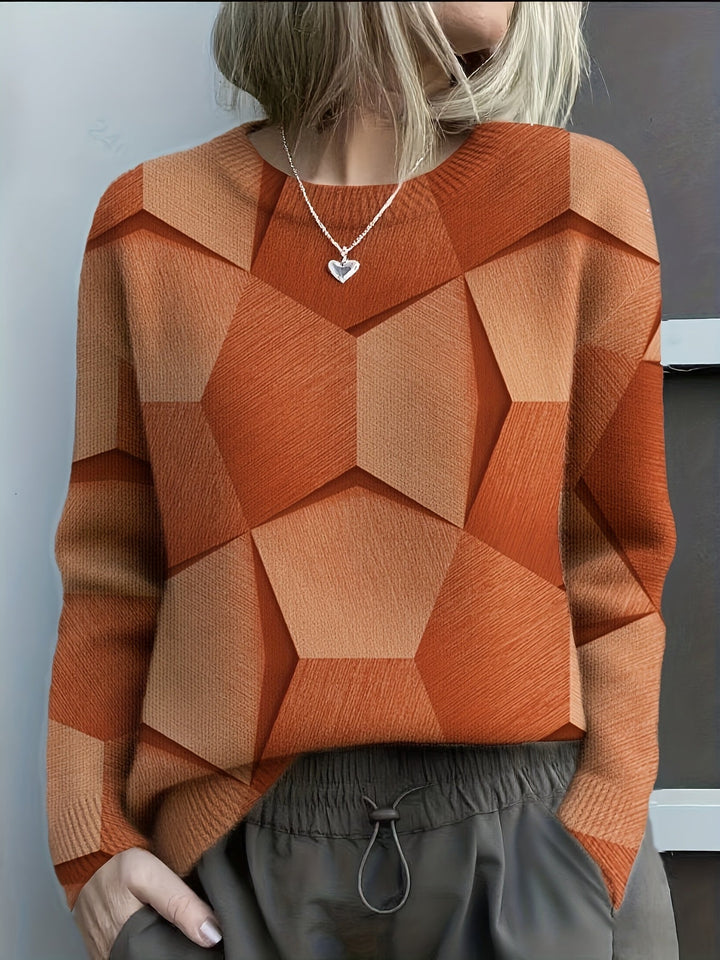 GEOMETRIC COLORBLOCK KNIT SWEATER