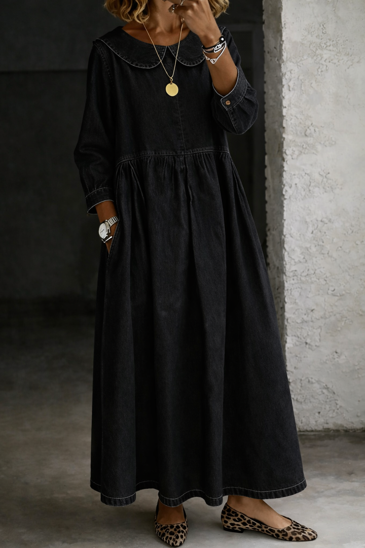 Clara | Peter Pan Collar Denim Dress