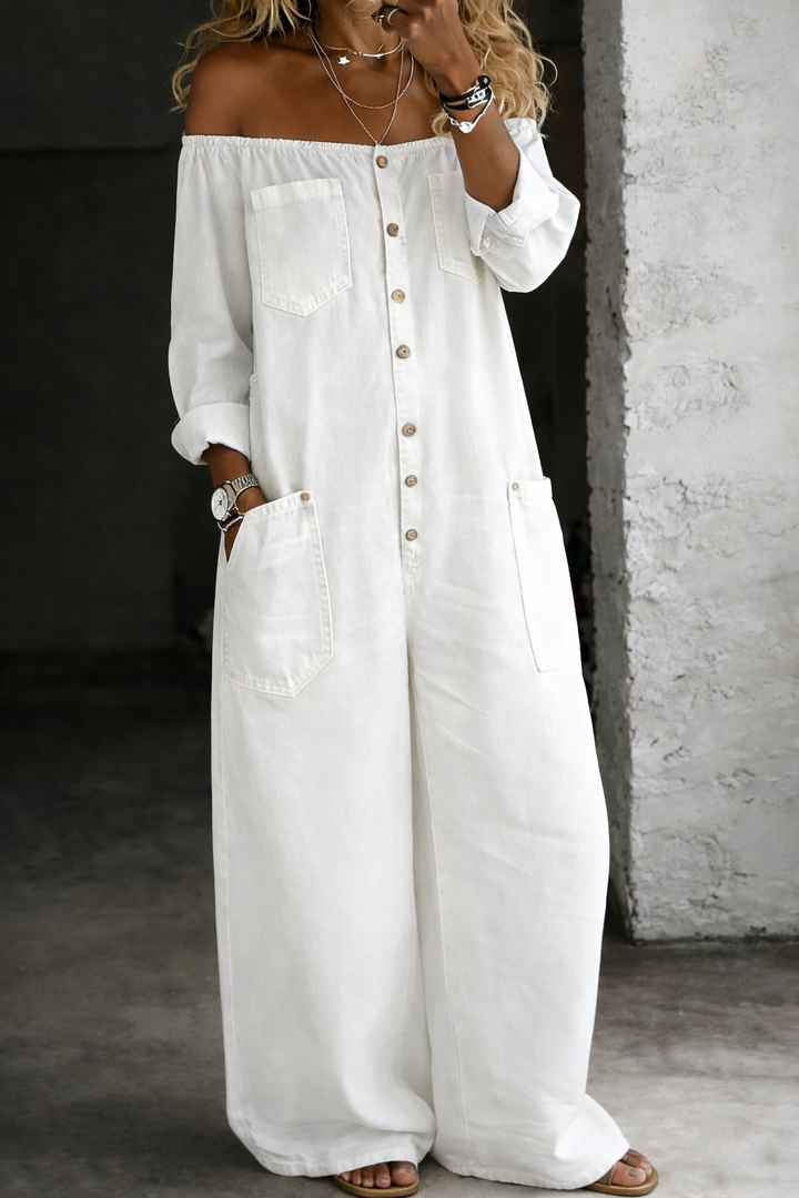 Elena | Off Shoulder Long Sleeve Jumpsuit