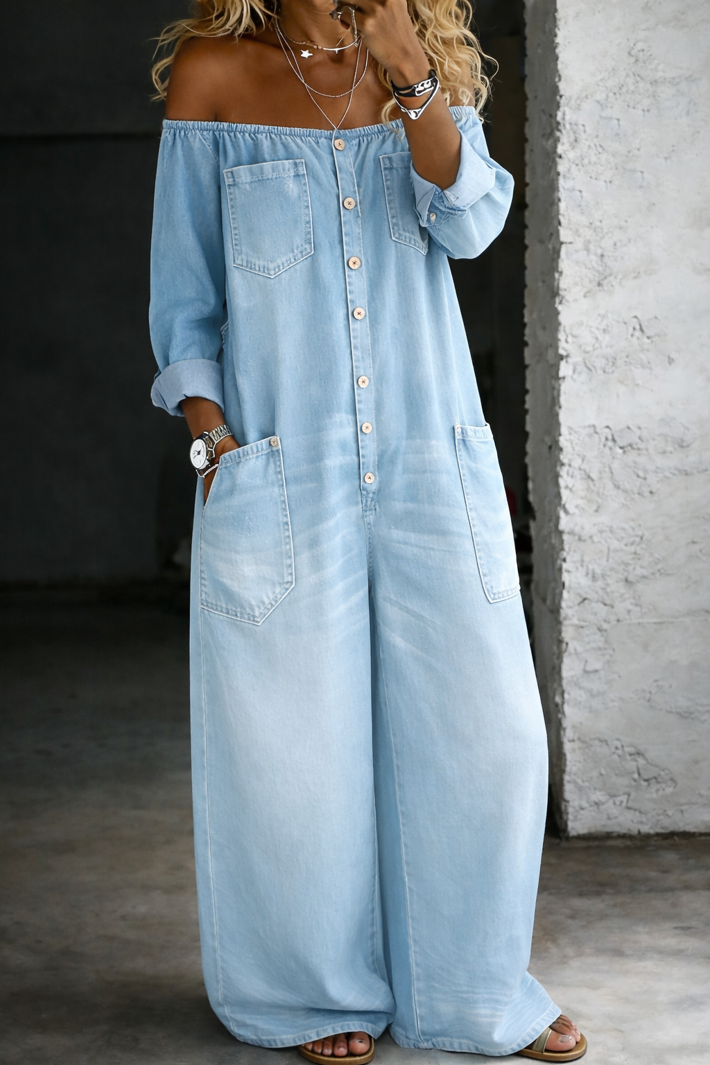 Elena | Off Shoulder Long Sleeve Jumpsuit