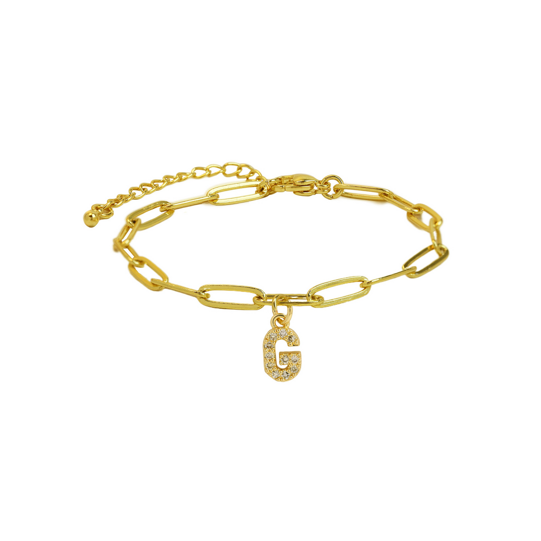 Dainty Paperclip Letter Initial Bracelet