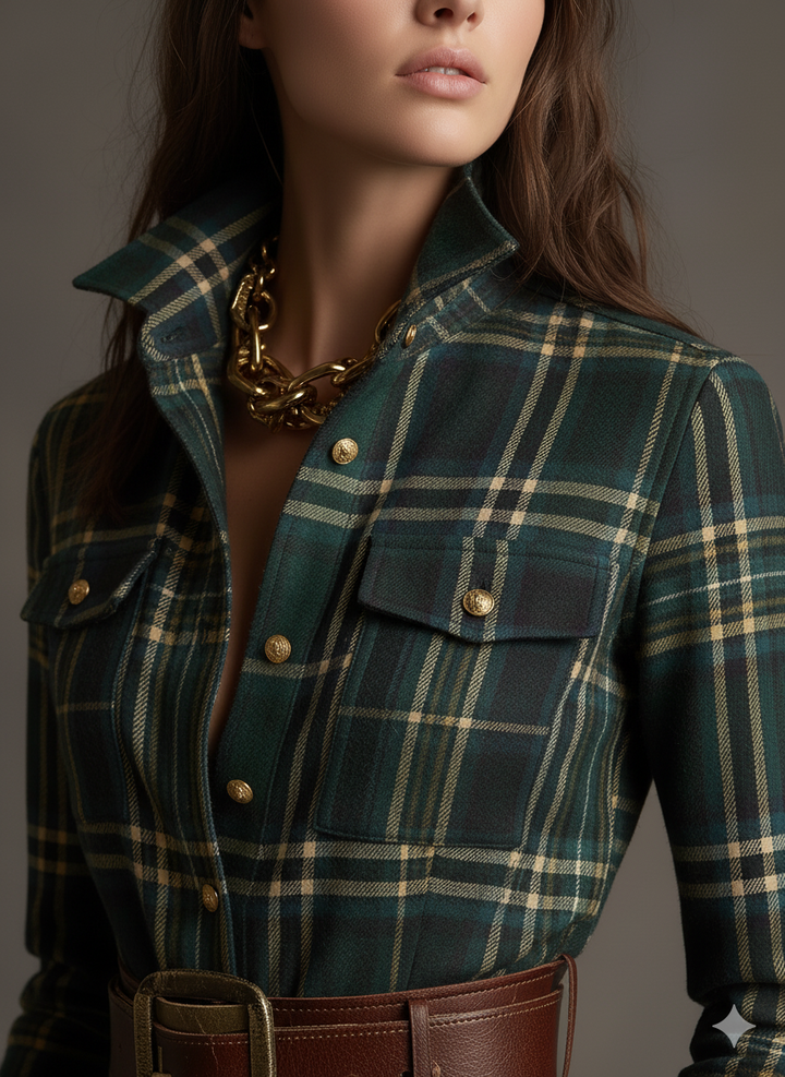 Monica | Brown Plaid Maxi Dress (With Belt)