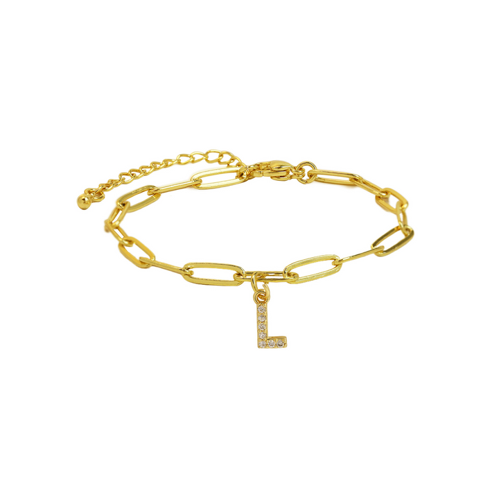 Dainty Paperclip Letter Initial Bracelet