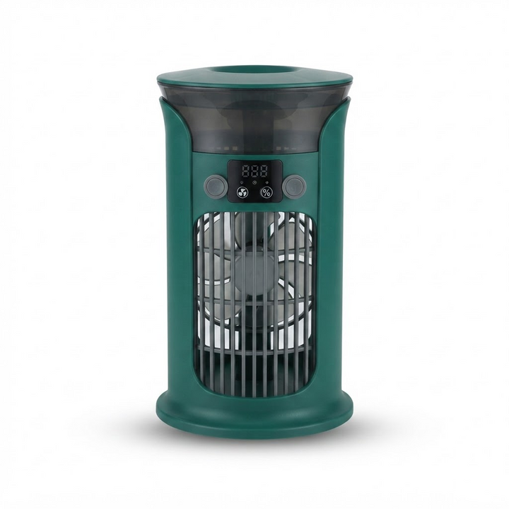 Compact USB Mini Air Cooler – Portable Desktop AC with Water Mist Humidifier and Night Light for Home, Office, and Camping