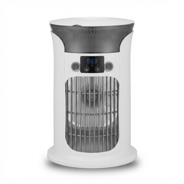 Compact USB Mini Air Cooler – Portable Desktop AC with Water Mist Humidifier and Night Light for Home, Office, and Camping