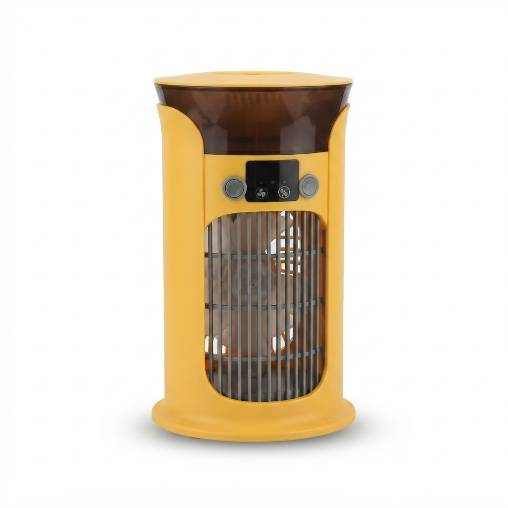 Compact USB Mini Air Cooler – Portable Desktop AC with Water Mist Humidifier and Night Light for Home, Office, and Camping