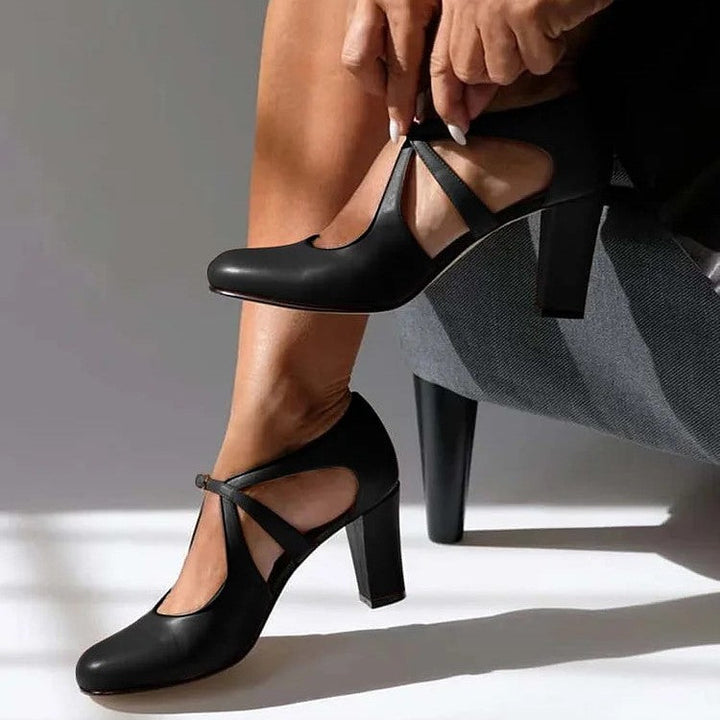 Elegant Leather Comfort Heels