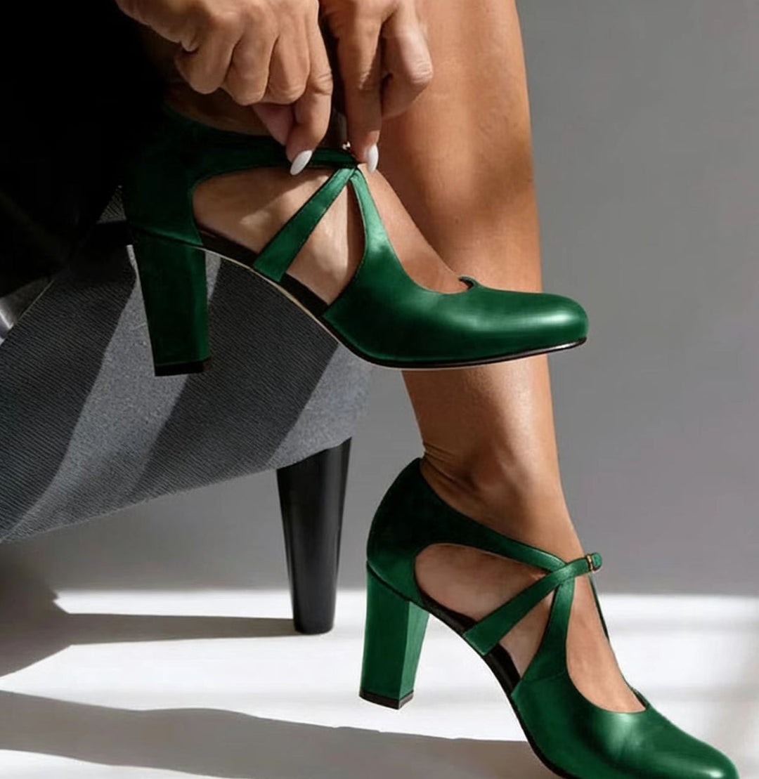 Elegant Leather Comfort Heels