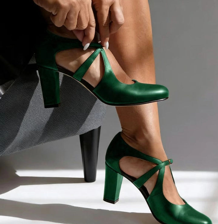 Elegant Leather Comfort Heels