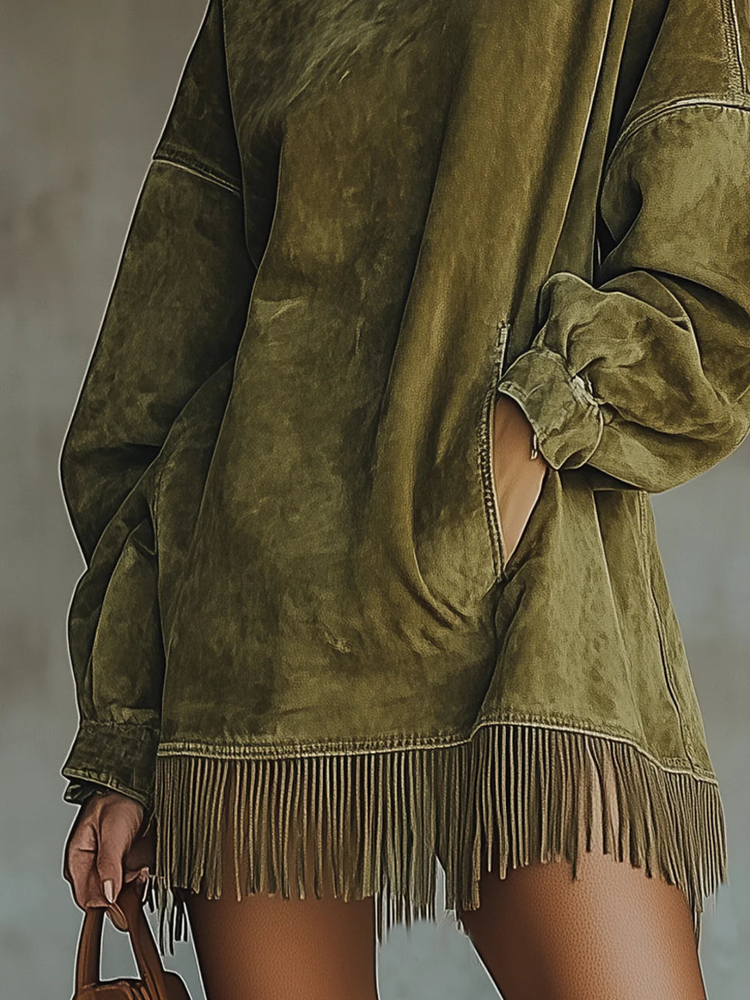 Amelia | Cozy Suede Fringe Dress