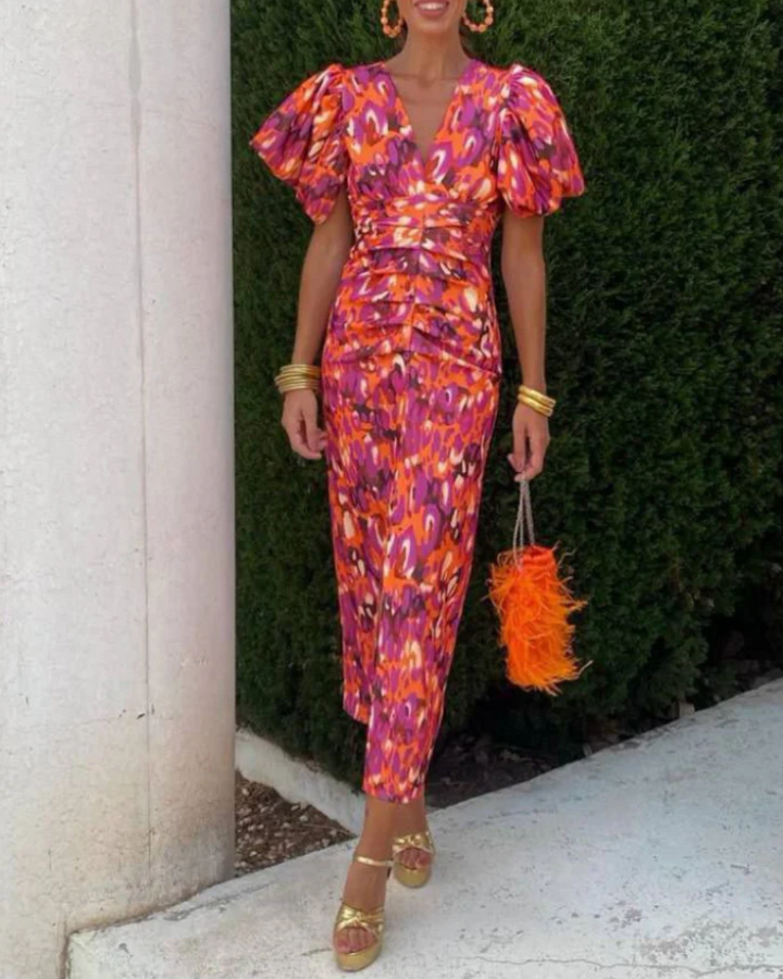 Ursula | Vivid Pleated Midi Dress