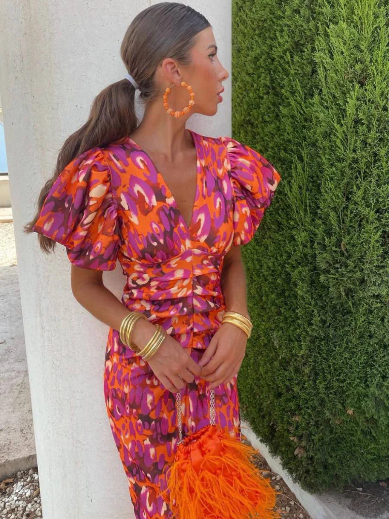 Ursula | Vivid Pleated Midi Dress