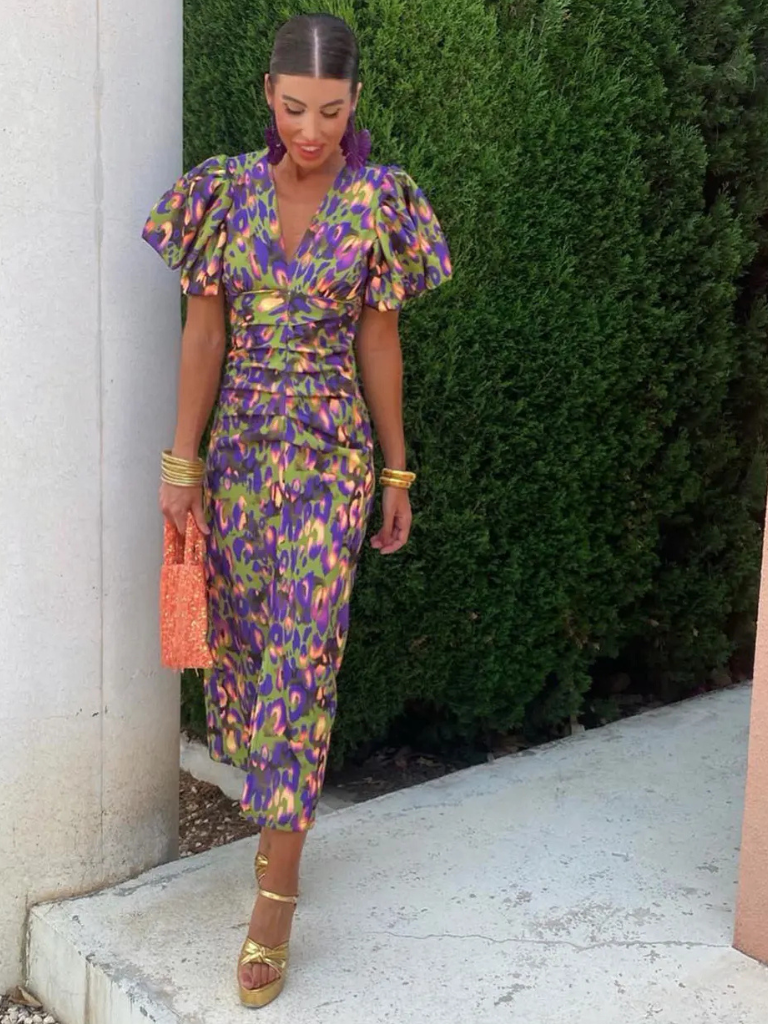 Ursula | Vivid Pleated Midi Dress