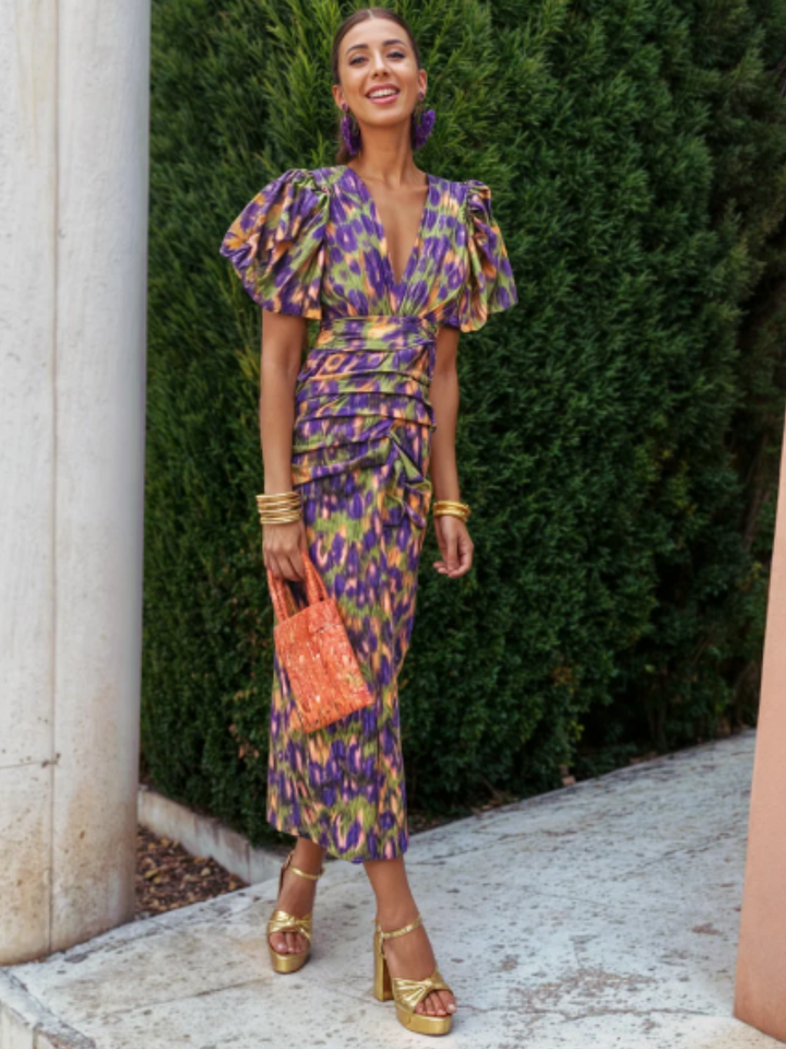 Ursula | Vivid Pleated Midi Dress