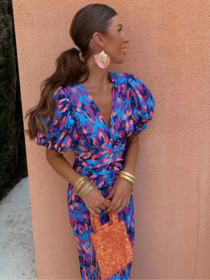 Ursula | Vivid Pleated Midi Dress