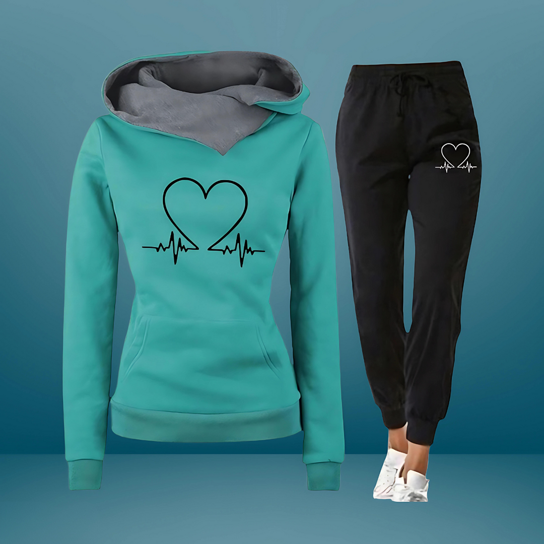Heart Printed Tracksuit 2 Piece Set