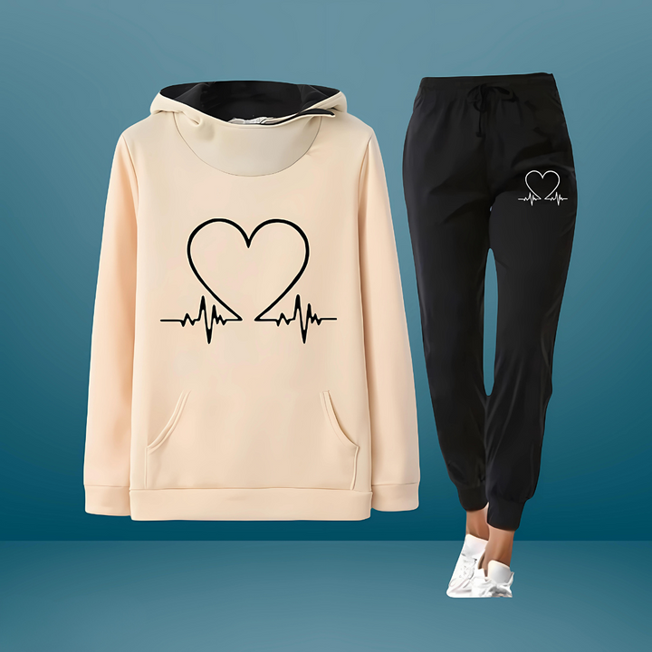 Heart Printed Tracksuit 2 Piece Set