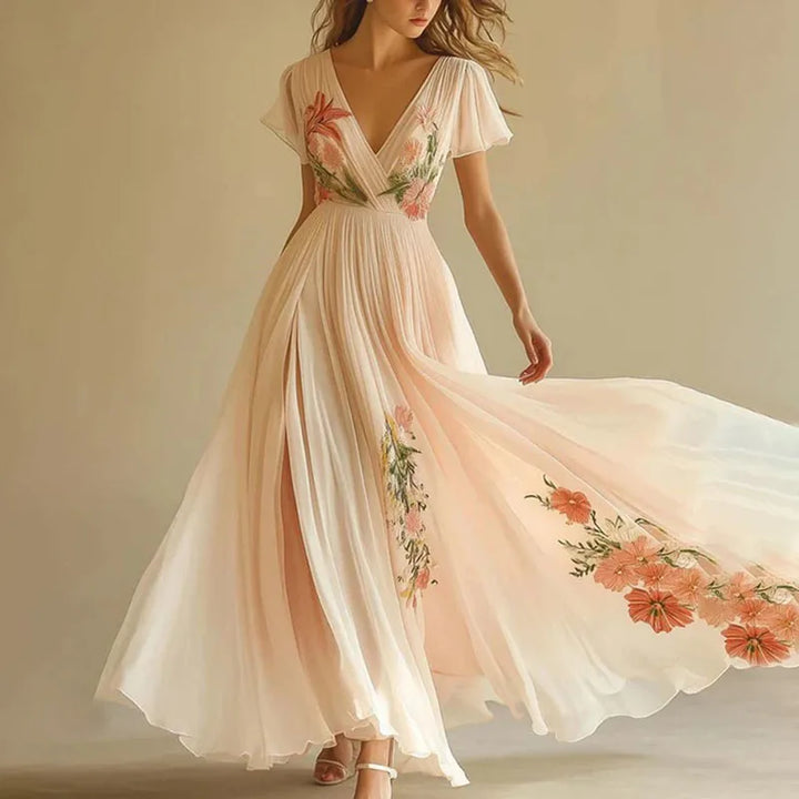 Amelia | Elegant High Waist V-Neck Party Dress