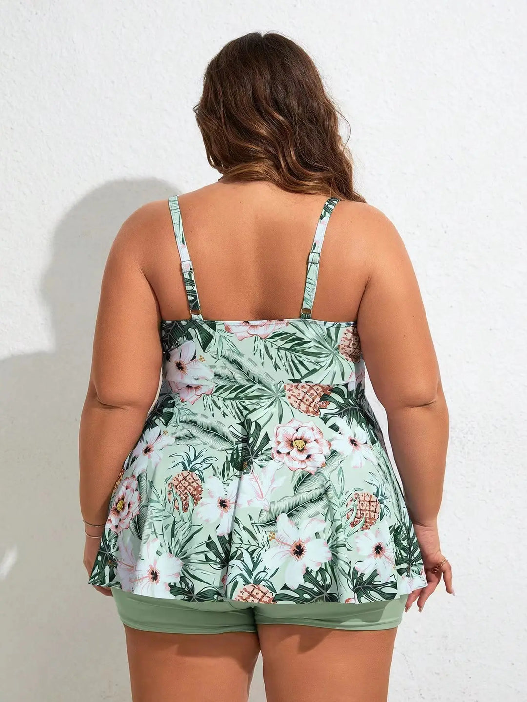 Sophia | Plus Size Tropical Bloom Swimdress with Boyshorts