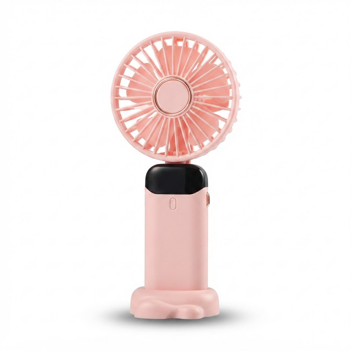 Rechargeable Mini Handheld Fan – 5000 mAh Battery, 90° Foldable Design, 5 Speed Settings, LED Display, USB Charging Port
