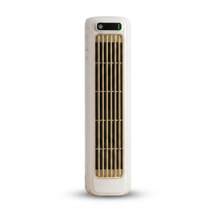 Compact Bladeless Tower Fan – 2000 mAh, Silent Operation, Versatile Wall and Desk Use, 3 Speed Options