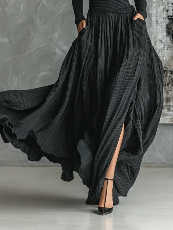 Paula | Turtleneck T-shirt Pleated Skirt Set