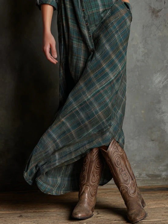 Patricia | Long plaid shirt dress