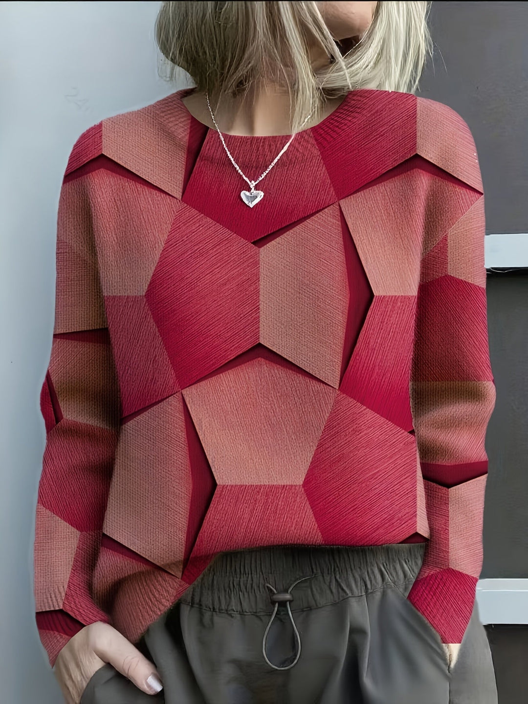 GEOMETRIC COLORBLOCK KNIT SWEATER