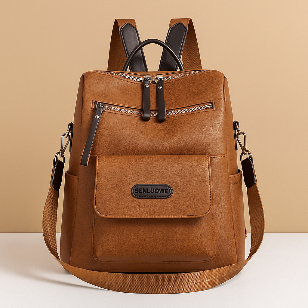 Anti-theft leather travel backpack for women | Sophie