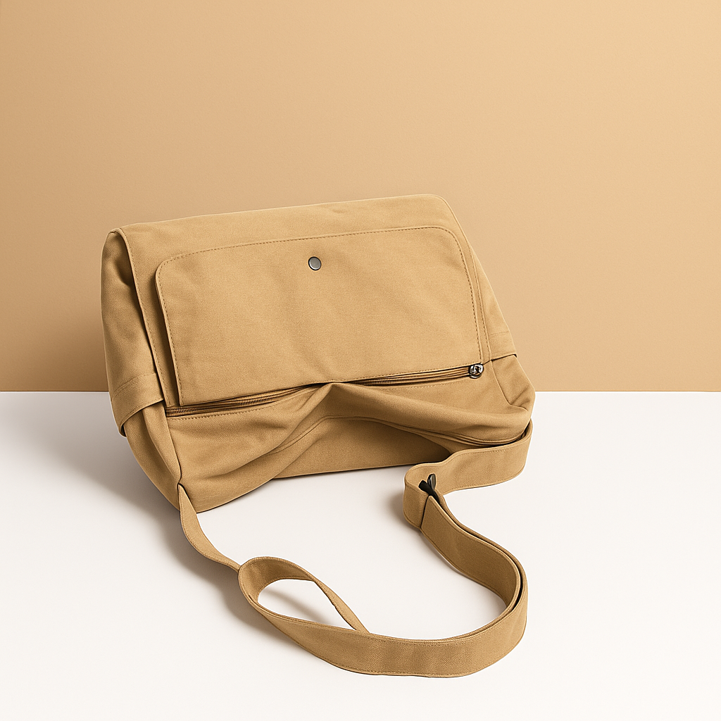 Canvas shoulder bag with outer pocket for women | Grace