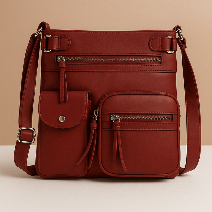 Convertible anti-theft leather shoulder bag with pockets for women | Brielle