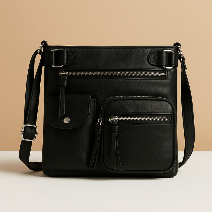 Convertible anti-theft leather shoulder bag with pockets for women | Brielle